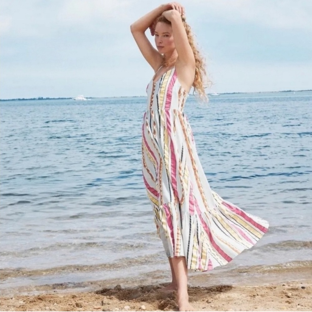 J. Crew crinkle striped maxi dress, size 4 small